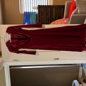 SHEIN red long dress. Deep V and slit.